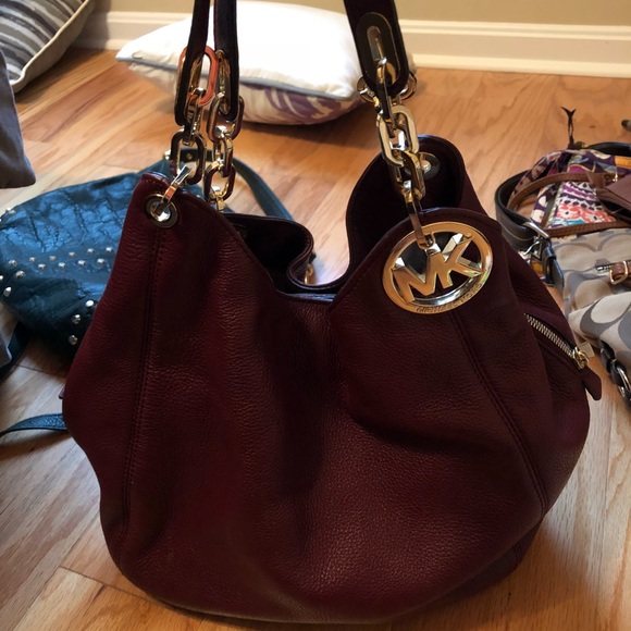 Maroon Leather MK purse - Picture 2 of 2